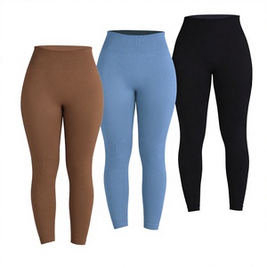 Pantalones Deportivos de Cintura Alta para Mujer, Ecológicos, 220g, de Spandex/Nylon, Sólidos, Largos, con Cintura Elástica para Yoga - Product Image 2