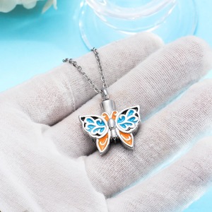 Vòng cổ mặt dây chuyền đựng tro hình con bướm bằng thép không gỉ với dây chuyền 20 inch, trang sức lưu niệm tang lễ - Product Image 6