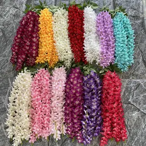 Long branch ground cloth five fork freesia wall hanging flower simulation home hotel decoration pieces artificial fl