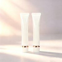 Tube cosmétique de luxe à bouchon souple avec bordure dorée, embout long, en plastique, diamètre 30 mm, logo personnalisé