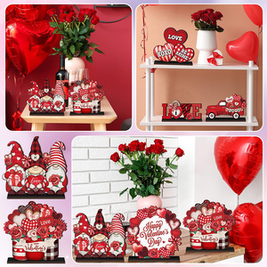Valentine's Day Heart Rose Truck 6-Piece Wooden Craft <b>Ornament</b> - Valentine's Day Desktop Decoration - Product Image 4