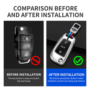 Funda Protectora para Llaves de Coche de Aleación de Zinc y Silicona con Diseño Moderno, Carcasa para Llave Remota con Anillo para Llaves, Compatible con <span class=keywords><strong>Audi</strong></span> Q3 - Product Image 4