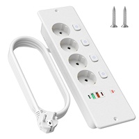 Regleta de Enchufes Integrada de Estilo Europeo con Control de Interruptor Independiente, Protección Contra Sobrecarga, Carga Rápida PD+QC, Superventas