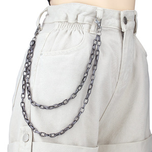 Hip Hop Fashion Box <b>Chain</b> Pants <b>Chain</b> Gunmetal Spike Waist <b>Chain</b> Double Ring Daily Wear Zinc Alloy - Product Image 2