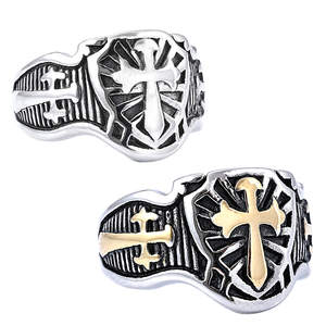 Anillos Cruzados <span class=keywords><strong>de</strong></span> Acero Inoxidable Estilo <span class=keywords><strong>Rock</strong></span> <span class=keywords><strong>and</strong></span> <span class=keywords><strong>Roll</strong></span> Punk, Anillos <span class=keywords><strong>de</strong></span> Sello <span class=keywords><strong>de</strong></span> Jerusalén para Uso Diario - Product Image 2