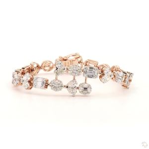Bracelet chaîne en or, argent et or rose avec diamants pour femmes, bijoux élégants et luxueux, bracelet léger et tendance - Product Image 3