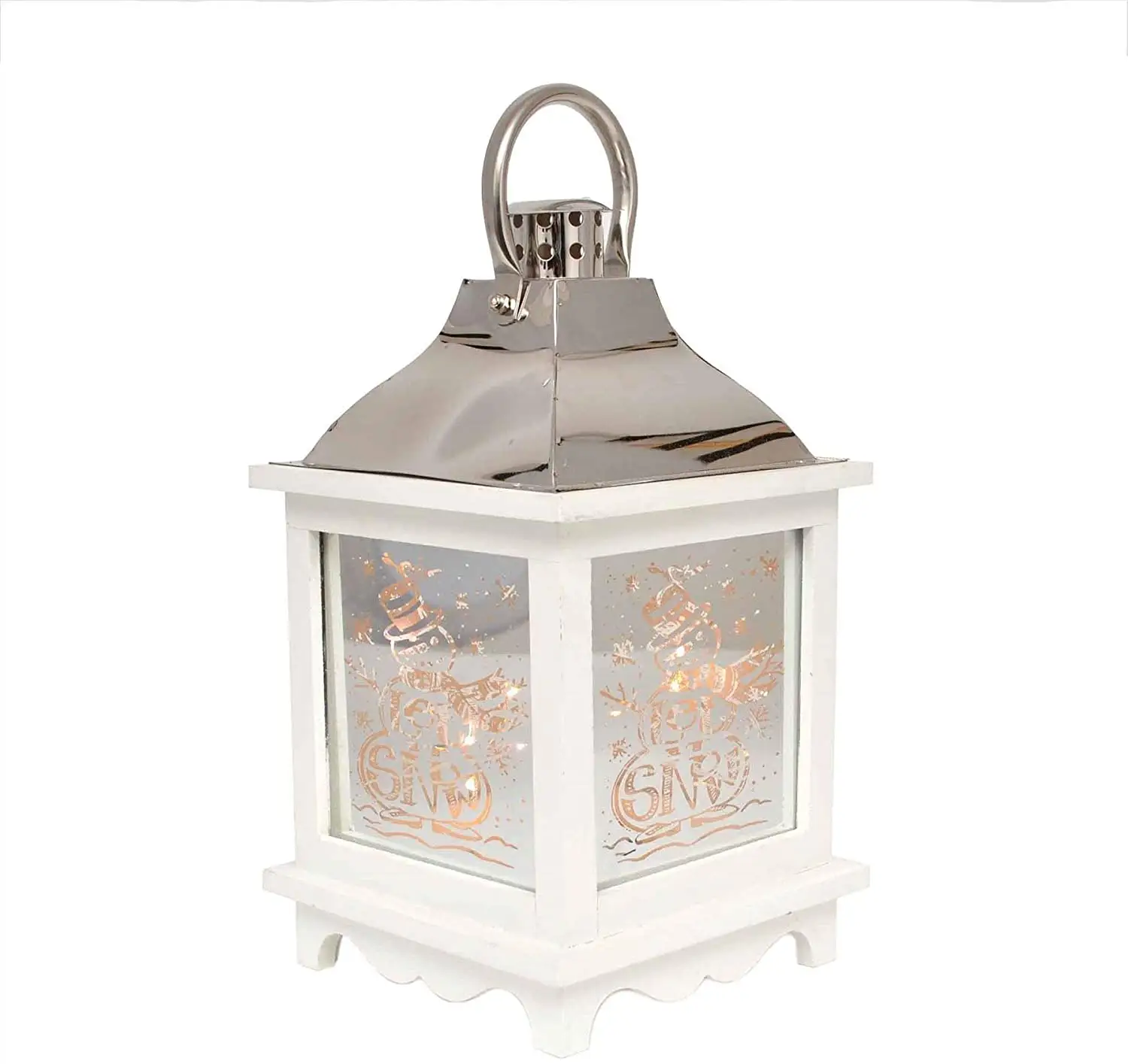 Lámpara LED de madera con forma cuadrada para decoración del hogar, faroles de madera blanca europea con recorte para Navidad, 1 unidad, caja de regalo
