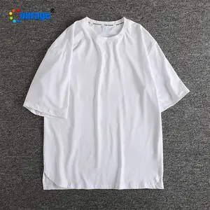 Camiseta blanca lisa de gran tamaño, camisetas de sublimación de poliéster en blanco