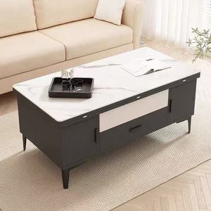 <span class=keywords><strong>Mesa</strong></span> de Centro Estilo Crema con Tapa Elevable y Superficie de Piedra Sinterizada, <span class=keywords><strong>Mesa</strong></span> de <span class=keywords><strong>Comedor</strong></span> <span class=keywords><strong>Convertible</strong></span> con Almacenamiento para Sala de Estar - Product Image 5