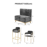 Meubles de bar de café modernes en métal avec sièges en cuir PU, design durable
