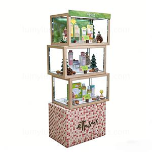 Vitrine moderne empilable en verre avec support en métal pour parfums, bijoux, soins de la peau, présentoirs de magasin de détail - Product Image 2