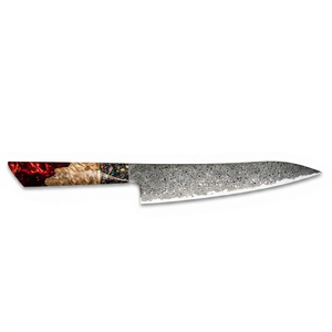 Cuchillo de Chef Artesanal de Acero de Damasco con Mango de Resina de Madera Estabilizada, Herramienta de Cocina - Product Image 1