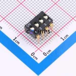 DSIC04LH-P DIP Switch Through hole Component (THT) Switch Flat Toggle, Raised Type Single Pole Single Throw 4 PC Pin - Product Image 1