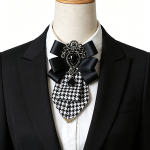 Elegante <span class=keywords><strong>Corbata</strong></span> de Moño de Cristal con Colgante de Gema Negra, Lujosa <span class=keywords><strong>Corbata</strong></span> de Moño con Diseño de Pata de Gallo y Diamantes de Imitación para Hombres/Mujeres, Ideal para Bodas y Fiestas Formales - Product Image 6