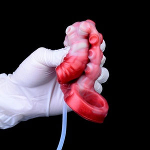 NNSX Squirting Penis Sleeve Male Cock Girth Enhancer Sleeve Soft Silicone Penis Enlargement Thick Knot <b>Dildo</b> Hollow Cock Ring - Product Image 3
