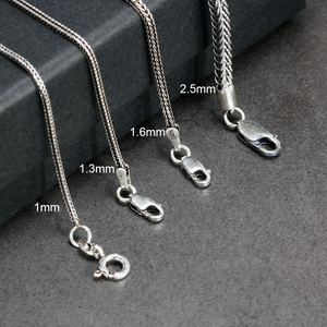 <strong>Real</strong> Pure <strong>925</strong> Sterling <strong>Silver</strong> Jewelry Necklace Fox Tail <strong>Chain</strong> Men Women