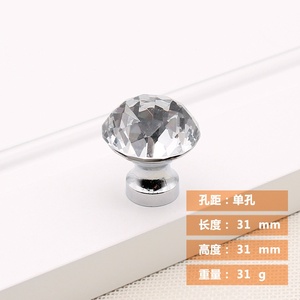 Kitchen Single-Hole Diamond Crystal Handle <b>Silver</b> + Gold Durable Zinc Alloy <b>Drawer</b> Pull Hardware for Bedroom Wardrobe Cabinet - Product Image 6
