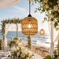 Luminaire suspendu en corde de papier tressée fait main, abat-jour artisanal, hauteur réglable, idéal pour les mariages - Vente chaude directe usine