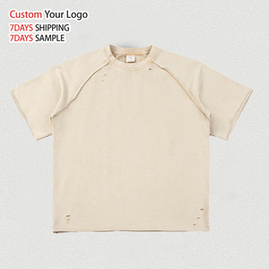 เสื้อยืดโอเวอร์ไซส์ OEM ผ้าถักเนื้อแน่น 100% ผ้าฝ้าย พิมพ์ลาย DTG ตามสั่ง น้ำหนัก 300 กรัม สไตล์สตรีทแวร์ วินเทจ ล้างสีแบบแอซิดวอช สำหรับผู้ชาย - Product Image 3