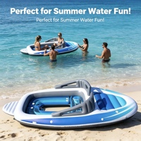 Bateau flottant gonflable en PVC épaissi pour rivière, flotteur de fête multi-personnes avec espace de rangement, double usage assis/couché