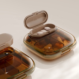 Wholesale Portable Mini Pill <b>Storage</b> <b>Box</b> 4 Compartment One Day Travel Organizer Square Shape with Opening Design <b>Small</b> PP Case - Product Image 1