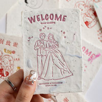 Carte postale d'invitation de mariage écologique en papier grainé, imprimée offset avec estampage à chaud, pour affichage de bijoux et usage professionnel