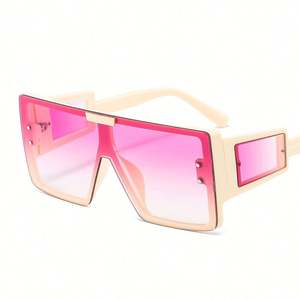 Lunettes de soleil carrées surdimensionnées pour femmes, style rétro, avec logo personnalisé, protection UV400, verres monobloc - Product Image 5