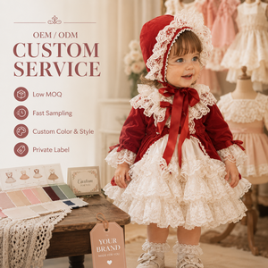 Abito Casual di Lusso Primaverile per Ragazze con Maniche a Sbuffo, Collo Quadrato, Stampa a Quadri e Lunghezza al Ginocchio in Cotone - Product Image 6