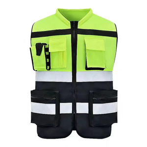 Gilet de sécurité multi-poches en coton pour chantier de construction Logo personnalisable Patchwork Vêtements réfléchissants pour travaux routiers Vente en gros - Product Image 5