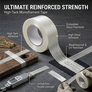 Ruban adhésif industriel robuste en filament de fibre de verre, haute résistance à la traction, sensible à la pression, pour palettisation et regroupement de cartons - Product Image 2