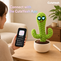 Cactus en peluche intelligent interactif parlant, dansant, chantant et répétant la voix, avec chargement rapide USB-C, cadeau éducatif pour les tout-petits