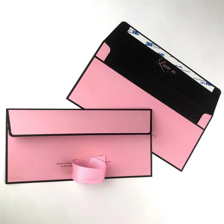 Busta busta di carta con carta speciale di lusso con stampa UV personalizzata rosa per inviti