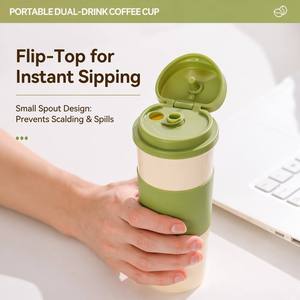 Vaso de Café Portátil de Plástico Reutilizable, Taza de Viaje a Prueba de Fugas, Libre de BPA, de PP con Funda de Silicona para Usar en el Auto, Oficina o al Aire Libre - Product Image 5