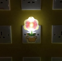 Lampu Tidur Mini LED OEM W075 untuk Kamar Bayi, Lampu Malam Bentuk Pot Bunga Putih Hangat dengan Saklar, Lampu Tidur ABS Lucu untuk Anak-Anak, Hadiah untuk Anak