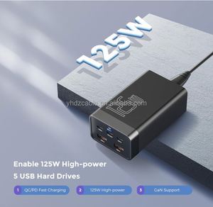 Station de charge multi-ports 125W USB C, station de charge de bureau, prise de voyage mobile pour adaptateur d'alimentation d'ordinateur portable - Product Image 4