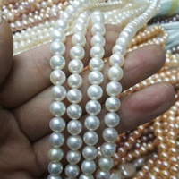 Fengzuan bijoux de culture naturelle véritable perle d'eau douce brin perles de chaîne en gros lâche ronde 8MM perle d'eau douce blanche