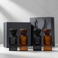 En stock, nouvelle arrivée, flacon de parfum vide noir de 30 ml et 50 ml avec fond épais, flacon en verre givré de haute qualité, boîte personnalisée