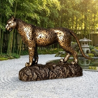 Sculpture de léopard en bronze massif sur mesure - Art animalier classique personnalisé, sur commande, sculpture en bronze