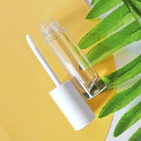 Tube de brillant à lèvres transparent avec capuchon à vis en plastique de 5 ml, sérigraphie/estampage à chaud, couvercle or rose, vente en gros d'usine