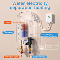 Calentador de Agua Instantáneo T05 de 5.5kW y 220V con Bomba de Presión Integrada, Alto Flujo, Termostático Automático ±1 ℃   98% de Eficiencia IPX4
