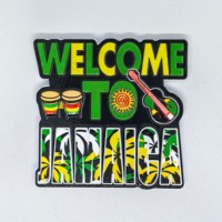 Aimant de réfrigérateur rond en résine imprimé carte de la Jamaïque, drapeau jamaïcain Rasta drapeau plage palmier Design aimant de réfrigérateur artisanat en résine