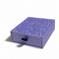Boîte à bijoux en papier tactile violet Starlight, personnalisée, 10x10x4cm, avec tiroir coulissant pour bague, collier, boucles d'oreilles, cadeau