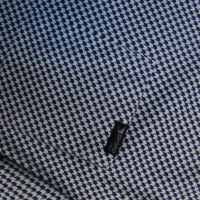 Kemeja Pria Custom 100% Katun Motif Cetak OEM Kancing Depan Kerah Tegak Pakaian Kantor Lengan Panjang Kemeja Formal Kasual Pria
