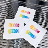 Uñas Acrílicas Hechas a Mano de Color Sólido Reutilizables, Paquete de 10 Uñas Postizas Populares al por Mayor, Uñas a Presión