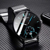 Montre-bracelet en acier inoxydable NYY, bracelet en maille ultra-fin, montre pour homme, luxe, mode, décontractée, simple, montre à quartz, logo