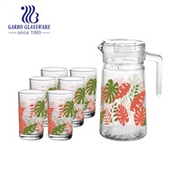 Ensemble de carafe en verre coloré, avec carafe à boire, lot de 7 pièces, décoratifs de fleurs, bon marché, Promotion du nouvel an
