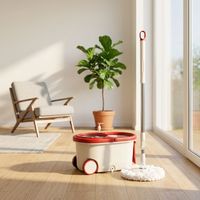 Serpillère domestique à double système d'essorage pour ensemble de seaux, en acier inoxydable, avec essoreuse rotative à 360°, taux d'hydratation élevé, capacité 500-700 ml