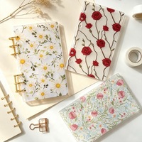 Carnet à spirale A6 DIY, avec couverture transparente en PVC givré, classeur acrylique à 6 trous à motifs floraux, feuilles mobiles pour usage scolaire