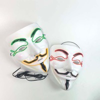 Masque facial LED d'Halloween avec lumière froide phosphorescente, design en V pour les fêtes costumées et les spectacles