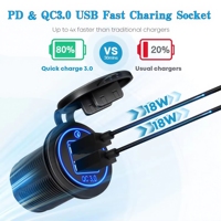 Panneau de commutation à 3 interrupteurs à bascule avec disjoncteur, prise USB 12V pour voiture, voltmètre, panneau de commutation à bascule LED étanche pour camping-car, camion, bateau